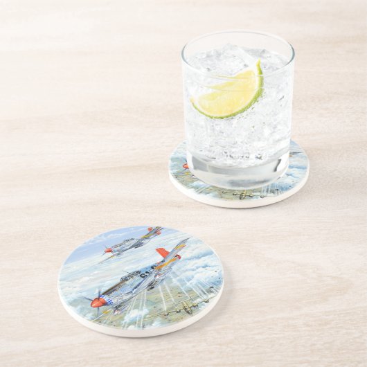 第二次世界大戦のTuskegeeのパイロットP-51のムスタング コースター (側面)