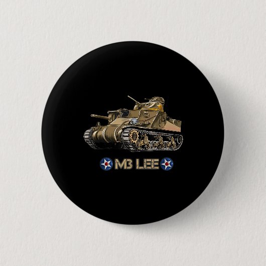 第二次世界大戦アメリカ中戦車M3リー 缶バッジ (正面)