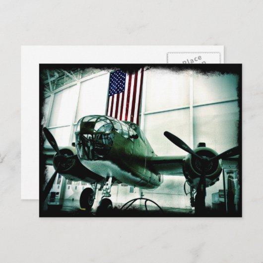 第二次世界大戦アメリカ国旗の愛国的はがき ポストカード (正面/裏面)