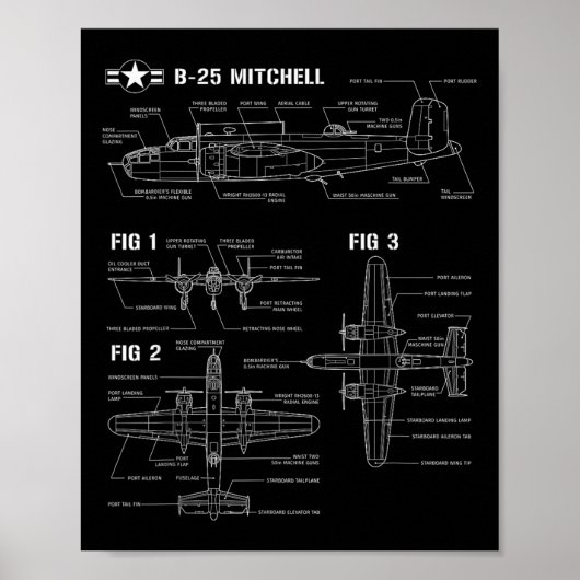 第二次世界大戦アメリカ航空機B-25ミッチェル爆撃機 ポスター (正面)