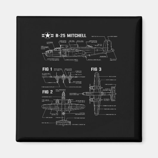 第二次世界大戦アメリカ航空機B-25ミッチェル爆撃機 マグネット (正面)