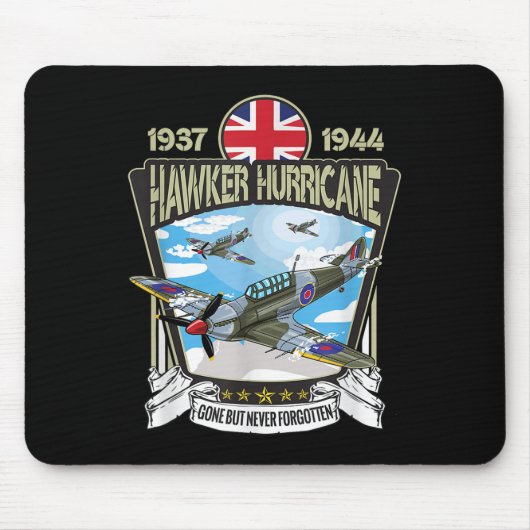 第二次世界大戦イギリス航空機ホーカーハリケーンFigh マウスパッド (正面)