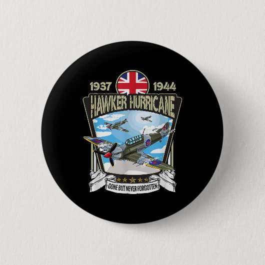 第二次世界大戦イギリス航空機ホーカーハリケーンFigh 缶バッジ (正面)