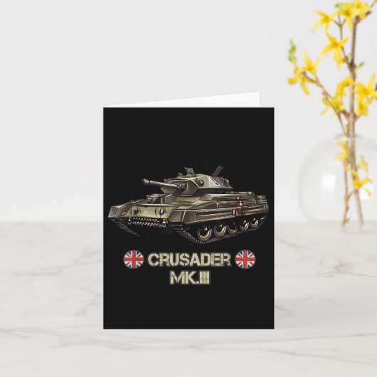 第二次世界大戦イギリス軍タンク十字軍Mk.3ギフト カード (黄色い花)