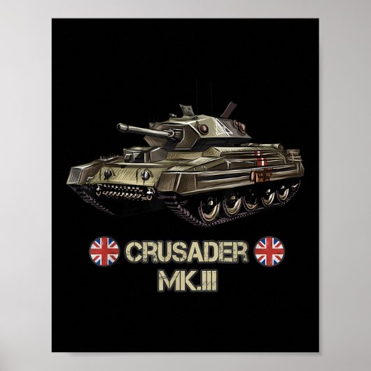 第二次世界大戦イギリス軍タンク十字軍Mk.3ギフト ポスター (正面)