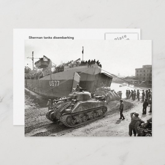 第二次世界大戦シャーマン戦車がアンツィオに上陸 ポストカード (正面/裏面)