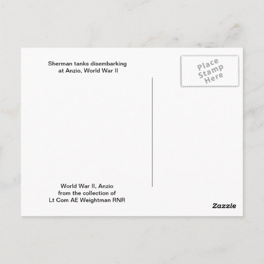 第二次世界大戦シャーマン戦車がアンツィオに上陸 ポストカード (裏面)