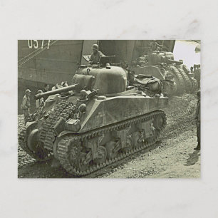 第二次世界大戦シャーマン戦車がLSTから撤退した ポストカード