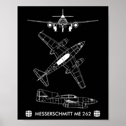 第二次世界大戦ドイツ航空機Me 262戦闘機ジェット ポスター (正面)