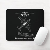第二次世界大戦ドイツ航空機Me 262戦闘機ジェット マウスパッド (マウス)
