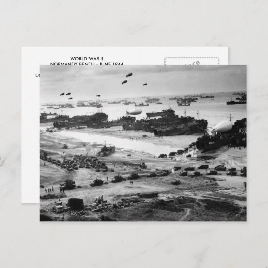 第二次世界大戦ノルマンディービーチ用品が納入される ポストカード (正面/裏面)