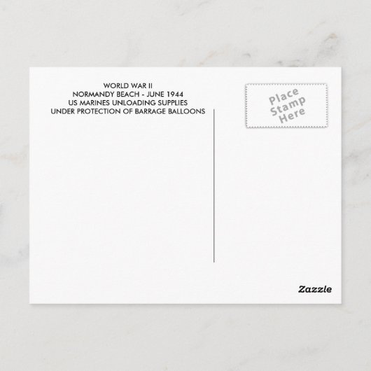 第二次世界大戦ノルマンディービーチ用品が納入される ポストカード (裏面)