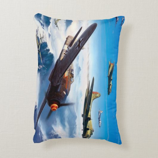 第二次世界大戦ファイター飛行機ルンバーピローデザイン アクセントクッション (裏面(縦))