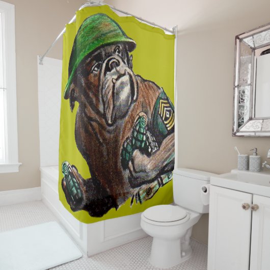 第二次世界大戦ブルドッグの兵士Sgt.ローバー シャワーカーテン (インサイチュ)