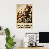 第二次世界大戦プロパガンダポスター 日本の侵略を粉砕せよ ポスター (ホームオフィス)