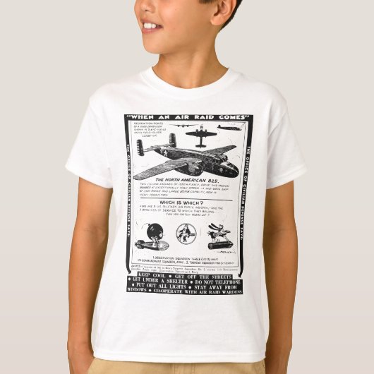 第二次世界大戦レトロ飛行機WWII北米B25 Tシャツ (正面)