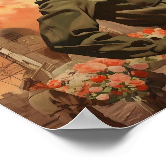 第二次世界大戦中の女性飛行機姿 ポスター (角)