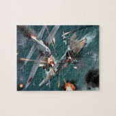 第二次世界大戦戦闘艦が攻撃中 ジグソーパズル (横)
