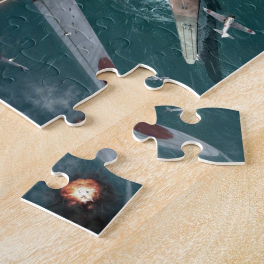 第二次世界大戦戦闘艦が攻撃中 ジグソーパズル (側面)