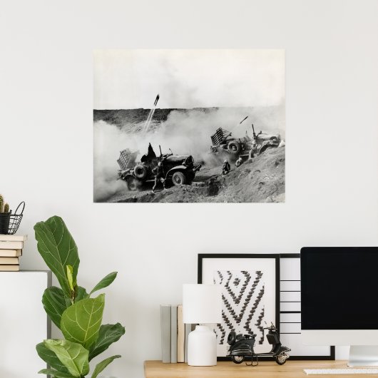 第二次世界大戦時のアメリカ合衆国マリントラックがロケットに乗り込んだ硫黄島 ポスター (ホームオフィス)