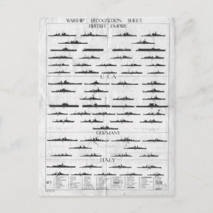 第二次世界大戦海軍戦艦認識表 ポストカード