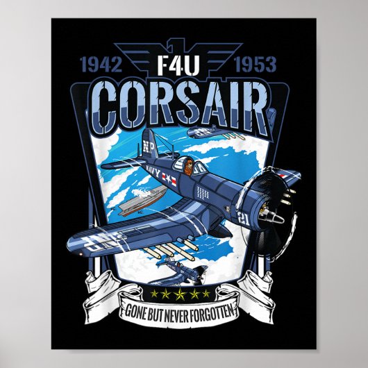 第二次世界大戦軍隊戦闘機アメリカF4u ポスター (正面)
