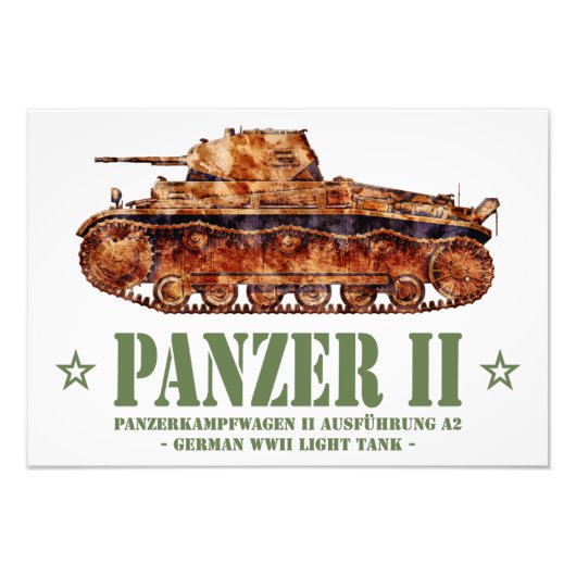 第二次世界大戦 ドイツ軽戦車 Panzer II A2 WW2 フォトプリント (正面)