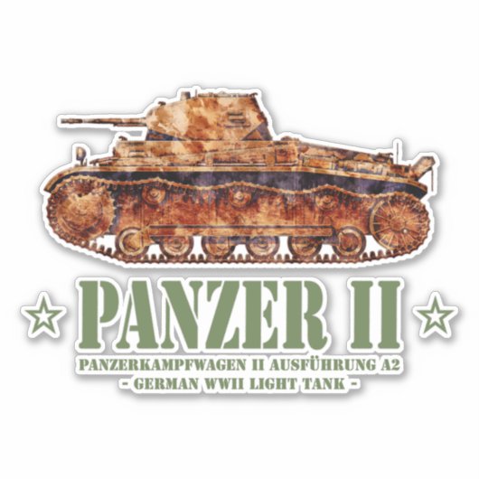 第二次世界大戦 ドイツ軽戦車 Panzer II A2 WWII シール (正面)