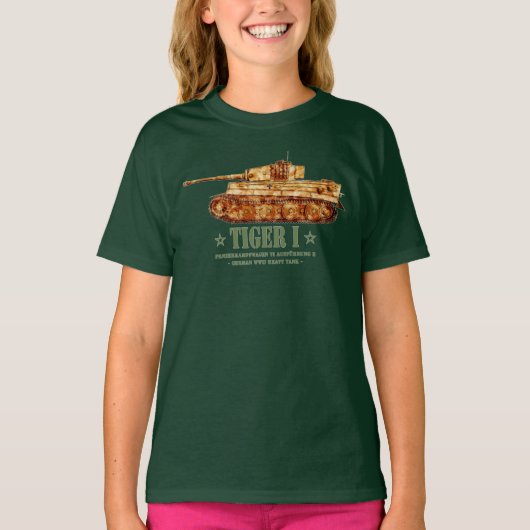 第二次世界大戦 ドイツ重戦車 ティガーI 戦車 WW2 Tシャツ (正面)