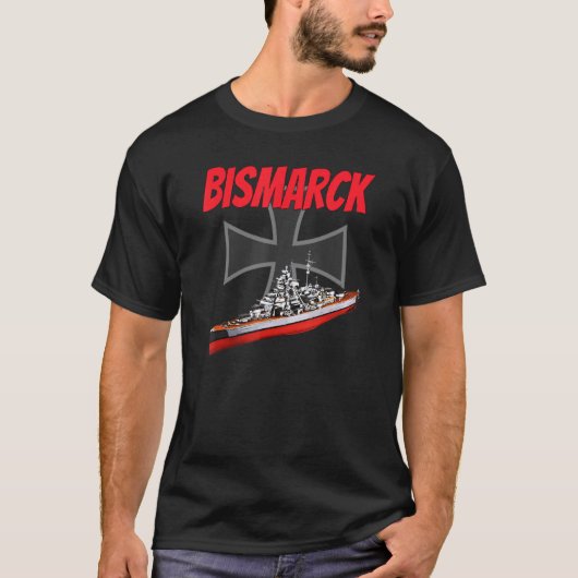 第二次世界大戦 ドイツ 戦艦ビスマルク 船舶模型 WW2 戦艦 Tシャツ (正面)