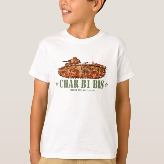 第二次世界大戦 フランスの重戦車 第二次世界大戦 Char B1 bis Tシャツ (正面)