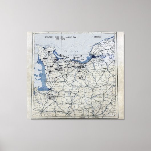 第二次世界大戦D日の地図1944年6月6日 キャンバスプリント (正面)