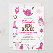 第五ロデオホットピンクウェスタン第5誕生日 招待状 (正面)