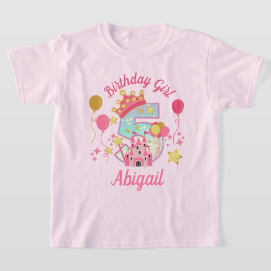 第五誕生日ガールプリンセスカストルシャツ Tシャツ (レイダウン)