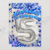 第五誕生日シルバーとブルーエイジ5ボーイズパーティー 招待状 (正面/裏面)