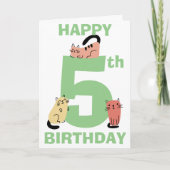 第五誕生日ドードル猫カスタムメッセージ カード (正面)