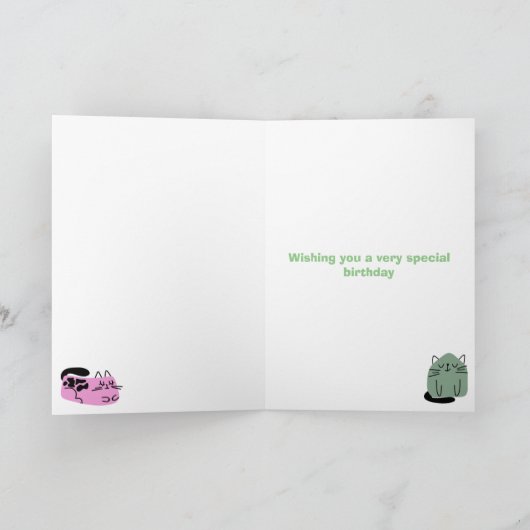 第五誕生日ドードル猫カスタムメッセージ カード (内部)