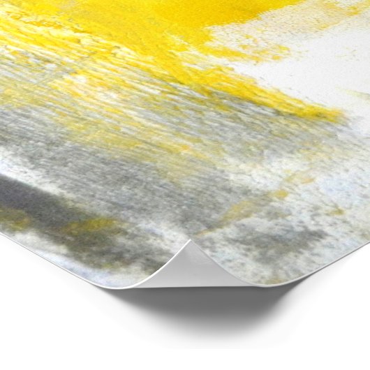 「第五」グレーと黄色の抽象芸術アートのポスター ポスター (角)