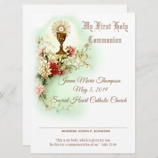 第伝統的1回聖体拝領証書 シーズンカード (正面/裏面)