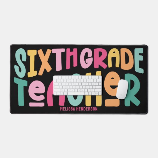 第六級先生カラフルタイポグラフィ デスクマット (キーボード&マウス)