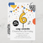 第六誕生日キャンドルドードル招待状 招待状 (正面/裏面)