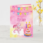 第十誕生日ユニコーンパーティー カード (黄色い花)