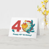 第四十おもしろい誕生日 カード (黄色い花)