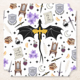 第四翼コースター ロマンティックファンタジー本好きギフト ペーパーコースター