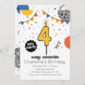 第四誕生日キャンドルドードル招待状 招待状 (正面/裏面)