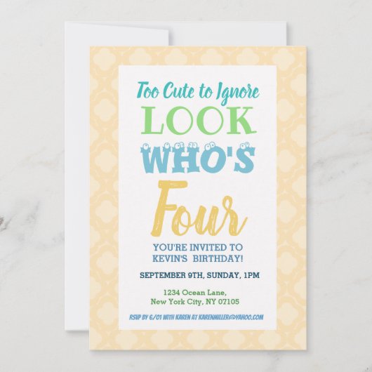 第四誕生日招待状文言 招待状 (正面)