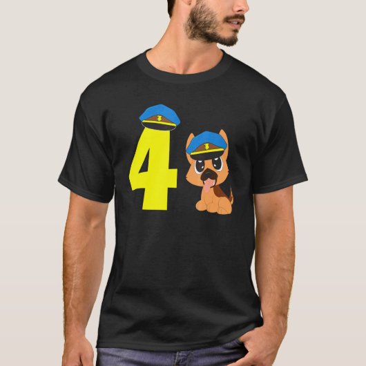 第四誕生日警察犬 Tシャツ (正面)
