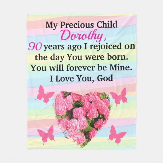 第大切90誕生日パーソナライズされた婦人 フリースブランケット (正面)