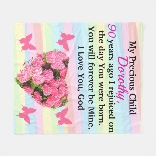 第大切90誕生日パーソナライズされた婦人 フリースブランケット (正面(横))