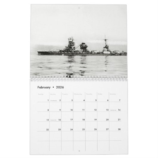 第日本の二次世界戦艦 カレンダー (2月 2026)
